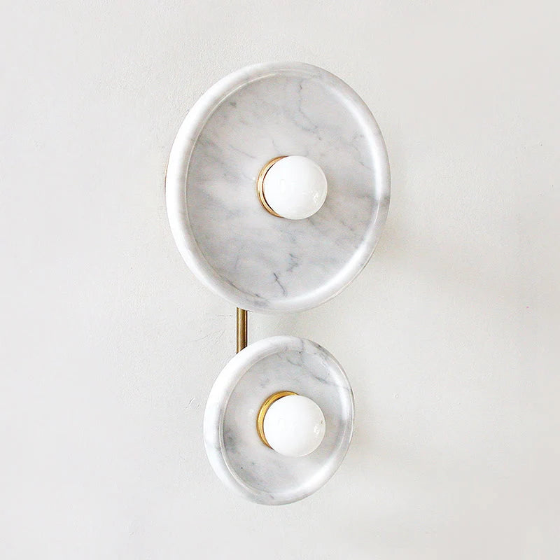Wall Sconce | Marble Or Jade Shade & Gold Metal Body | 37 cm Height