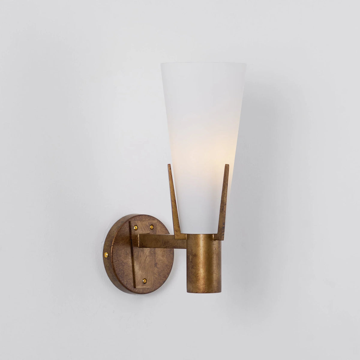 Wall Sconce | Matte Brass & Glass | 35 cm Height