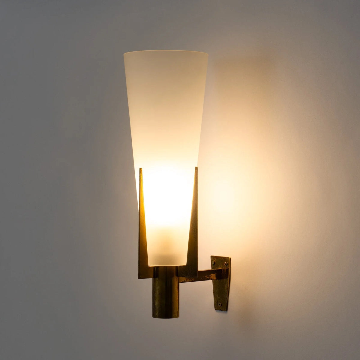 Wall Sconce | Matte Brass & Glass | 35 cm Height