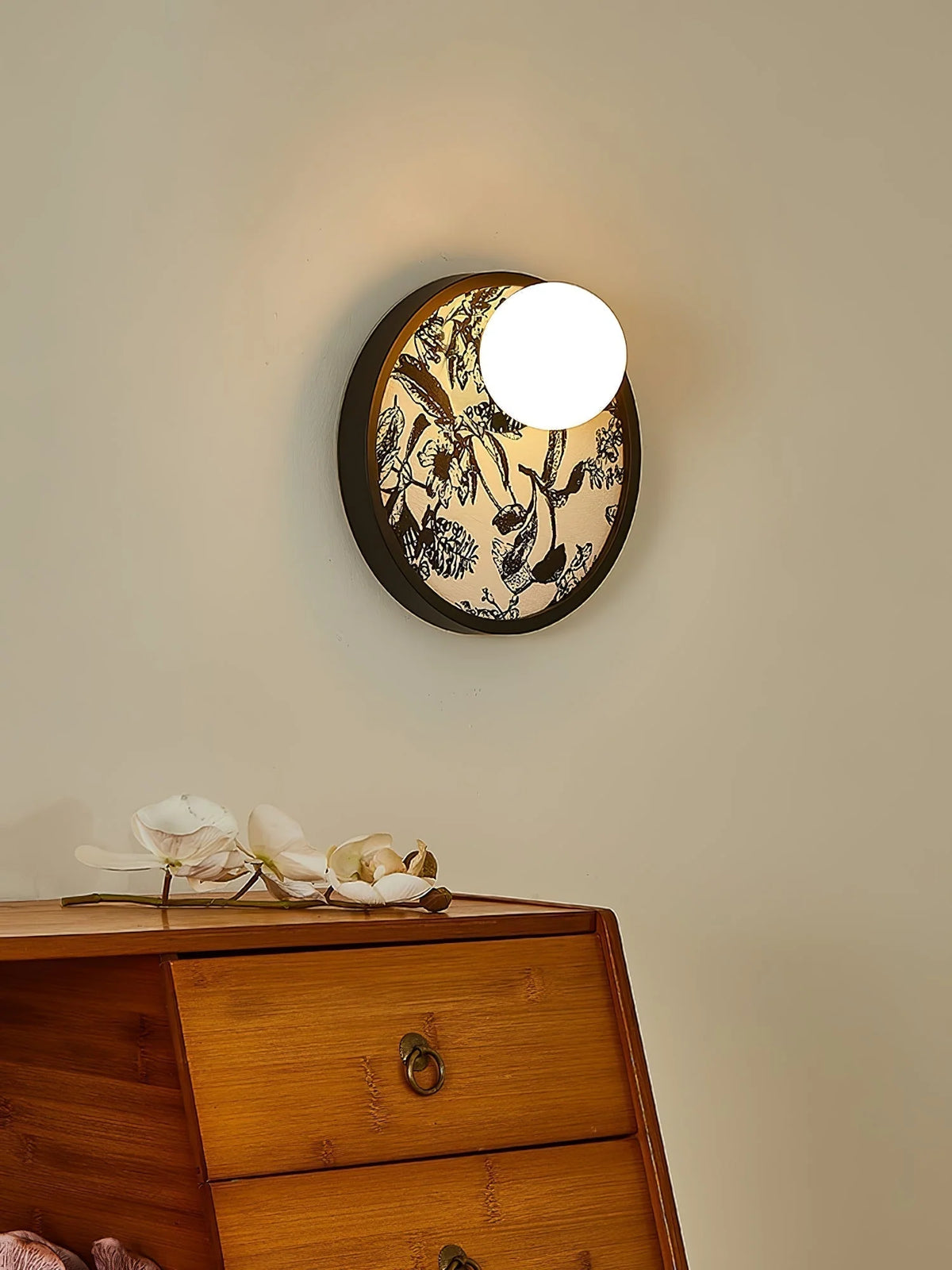 Wall Sconce | Metal Body & Fabric Shade | 25 cm Diameter