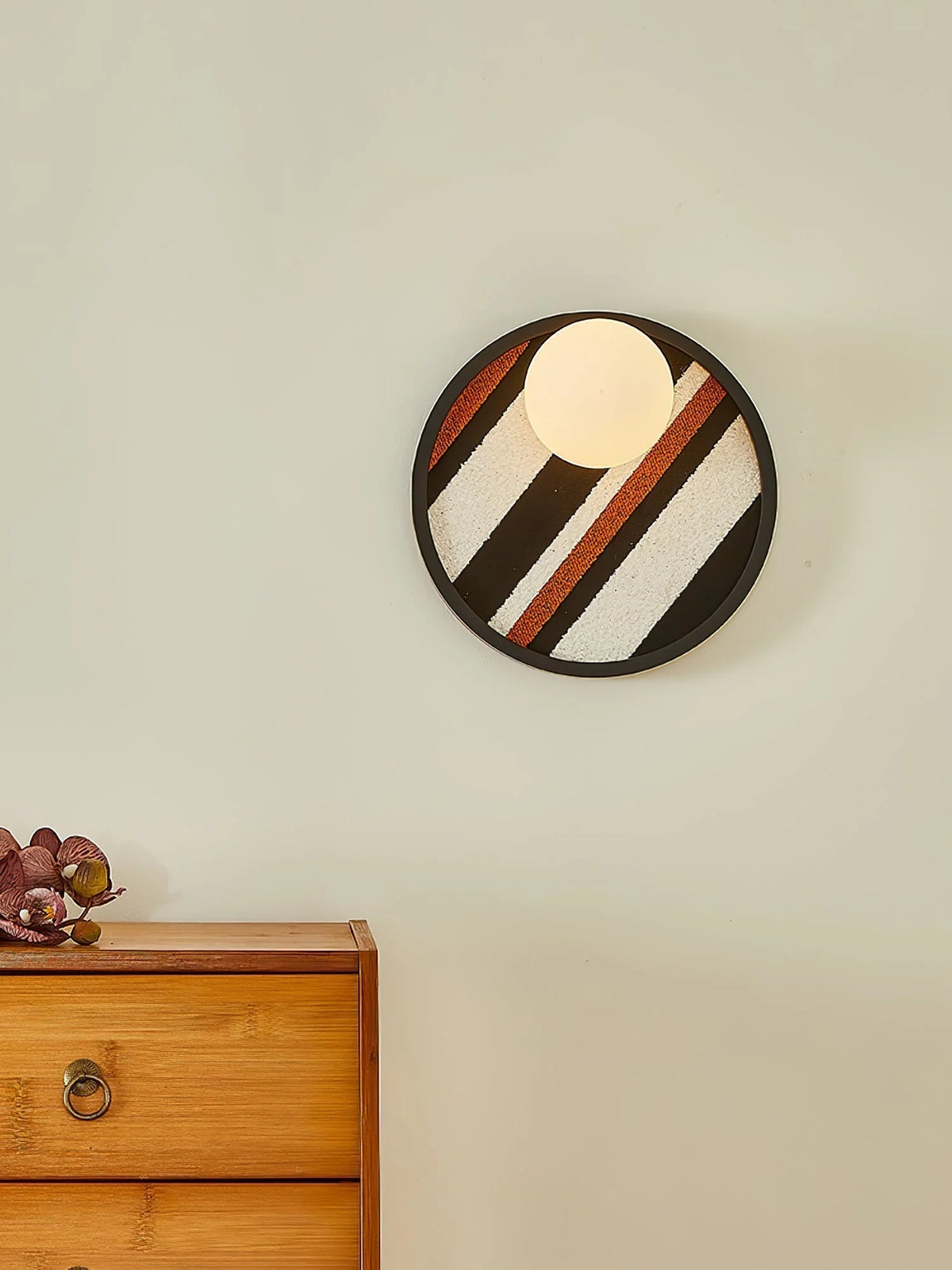Wall Sconce | Metal Body & Fabric Shade | 25 cm Diameter