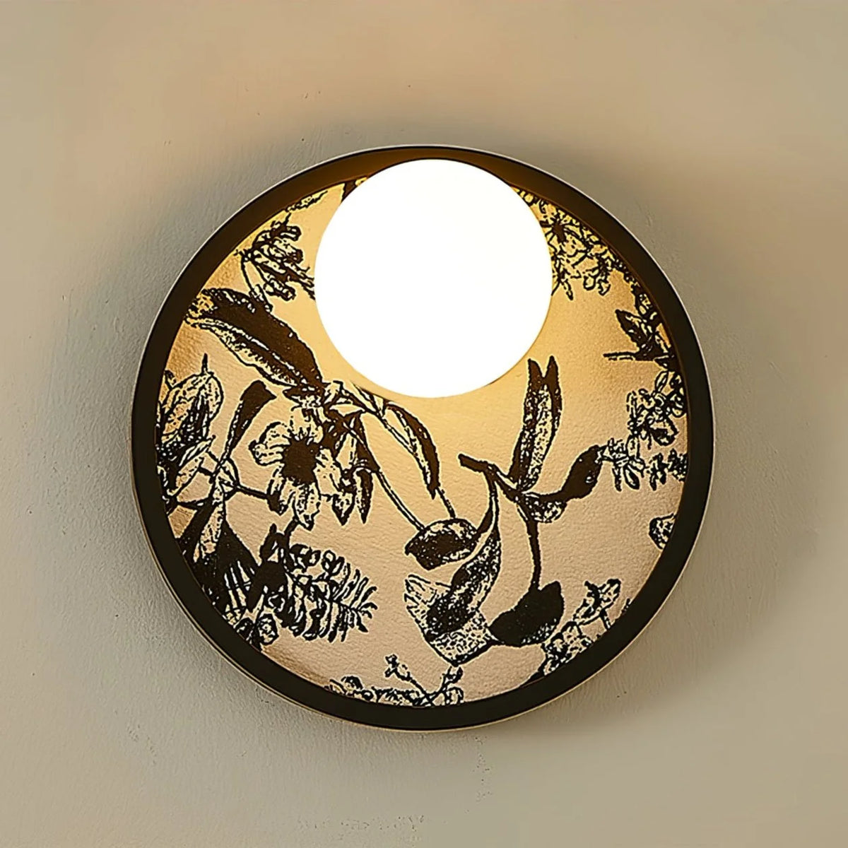 Wall Sconce | Metal Body & Fabric Shade | 25 cm Diameter