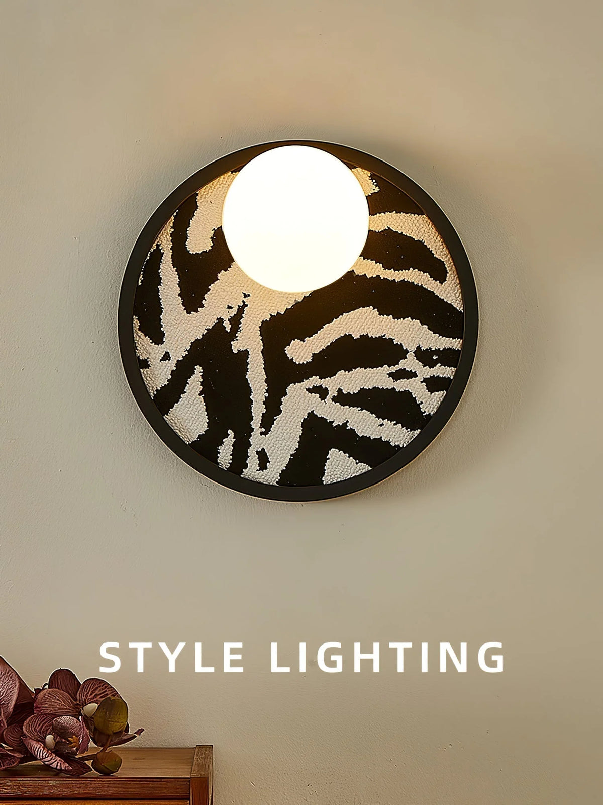 Wall Sconce | Metal Body & Fabric Shade | 25 cm Diameter