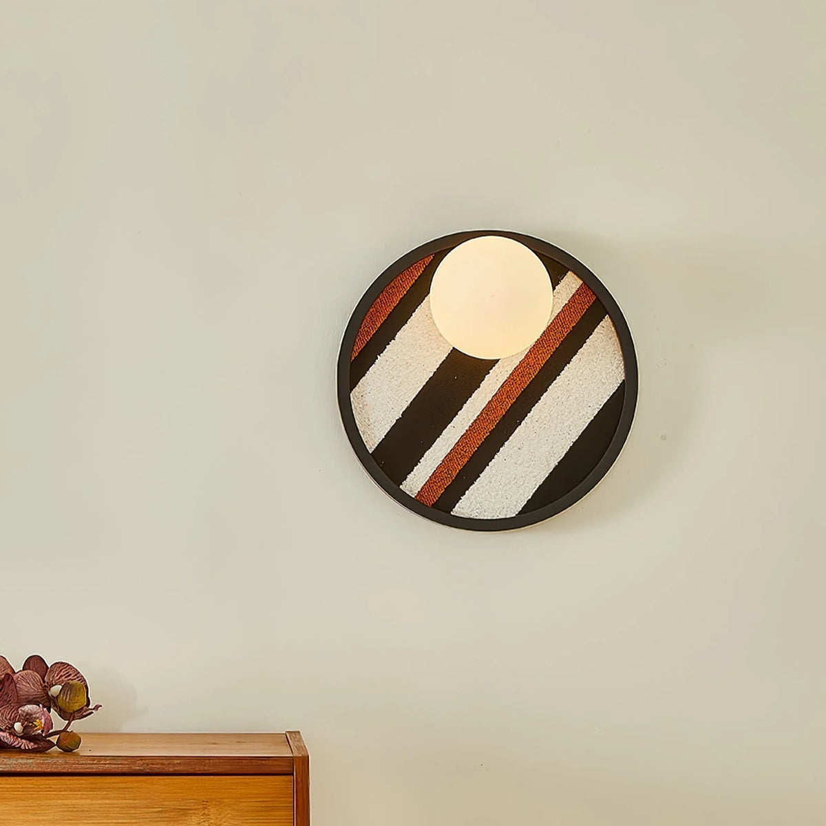 Wall Sconce | Metal Body & Fabric Shade | 25 cm Diameter