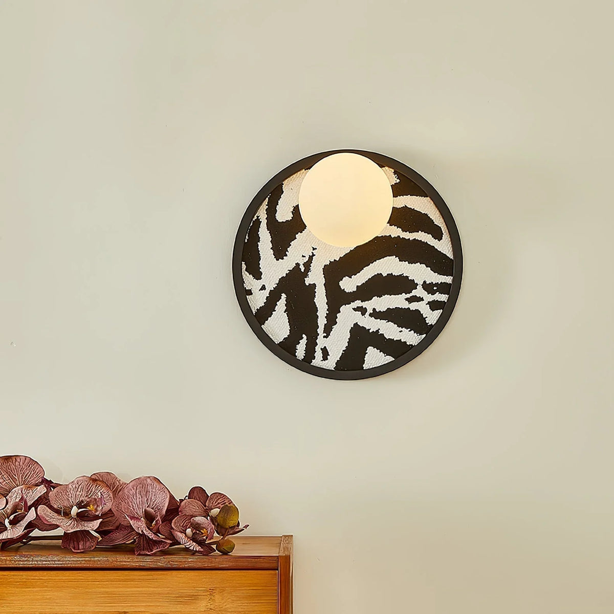 Wall Sconce | Metal Body & Fabric Shade | 25 cm Diameter