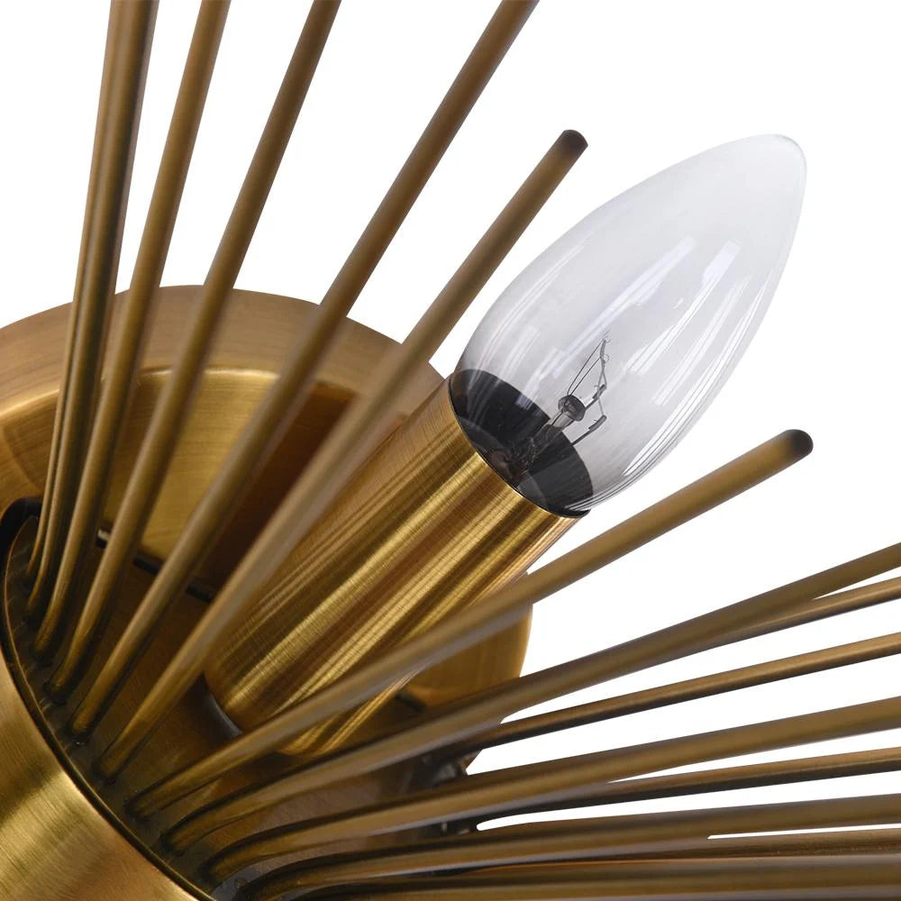 Wall Sconce | Mid-Century Starburst Brass & Dimmable | Dual Up-Down Lights