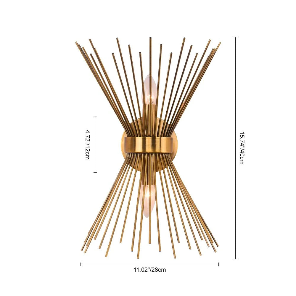Wall Sconce | Mid-Century Starburst Brass & Dimmable | Dual Up-Down Lights