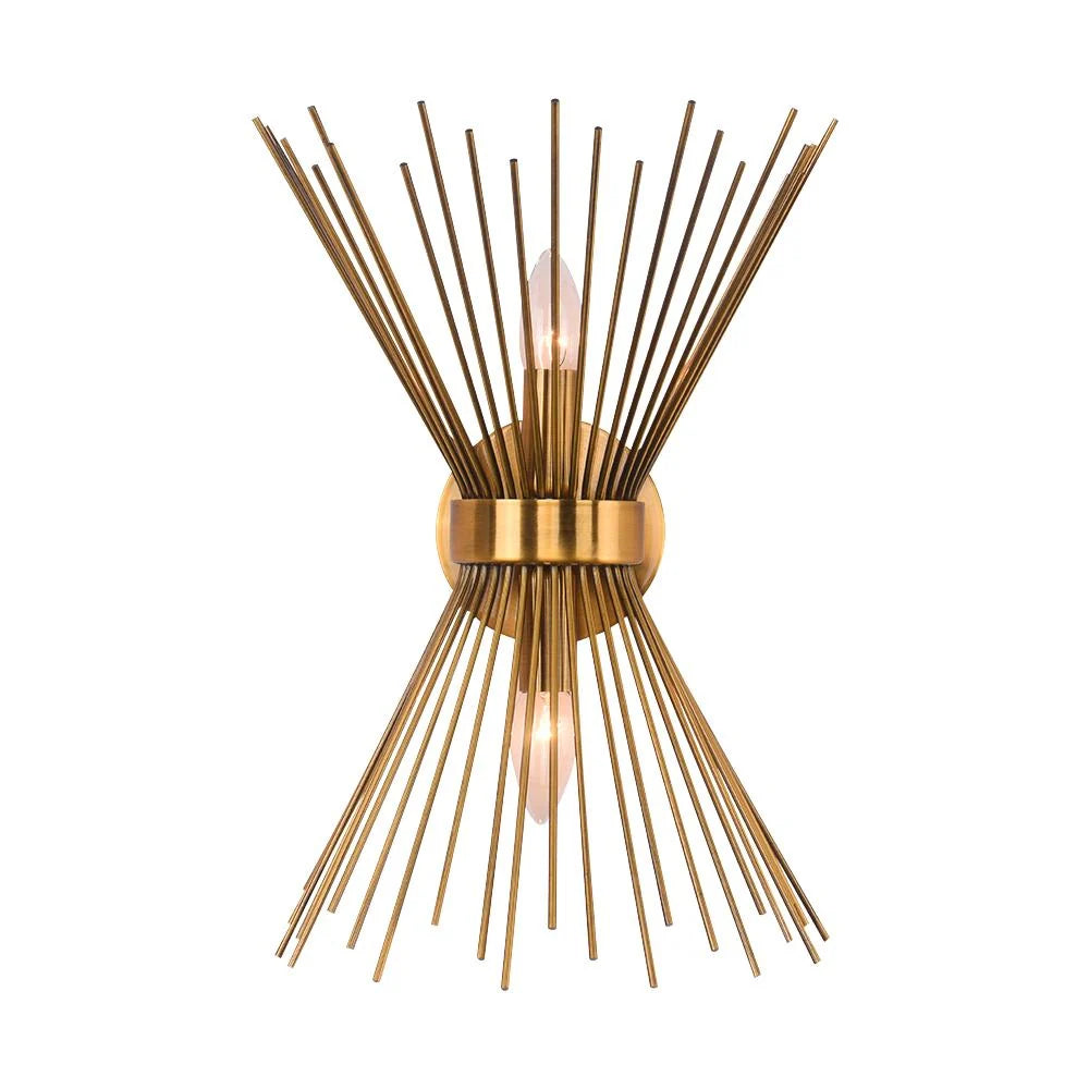 Wall Sconce | Mid-Century Starburst Brass & Dimmable | Dual Up-Down Lights