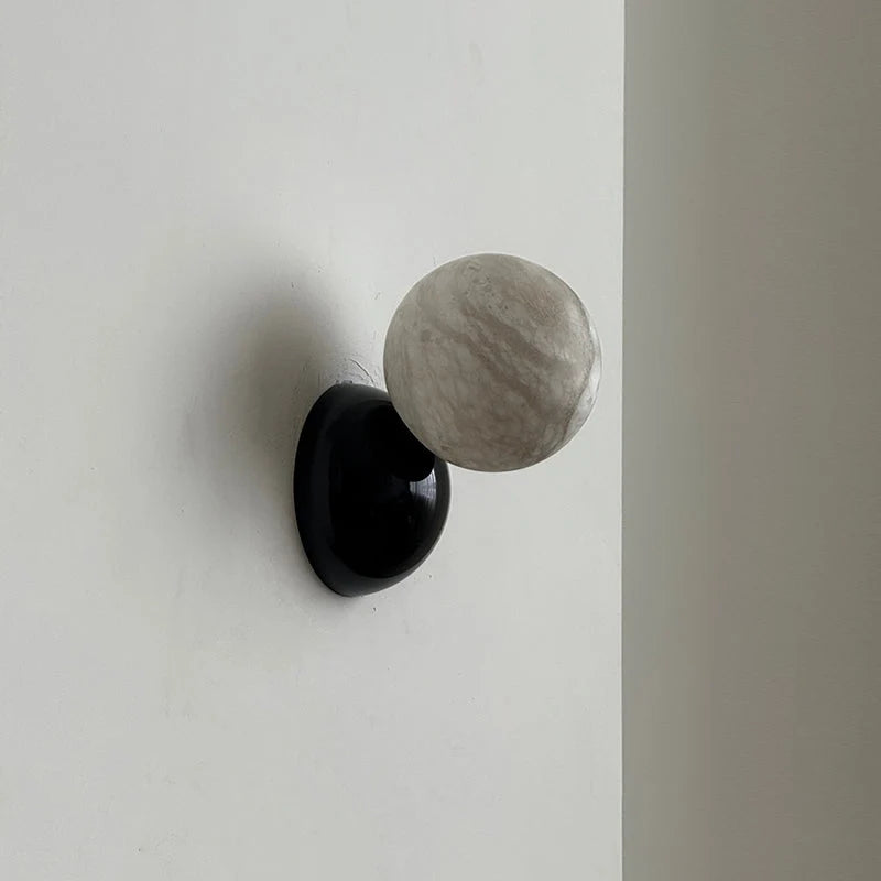 Wall Sconce | Minimal Eclipse Design, Metal Body & Stone Shade