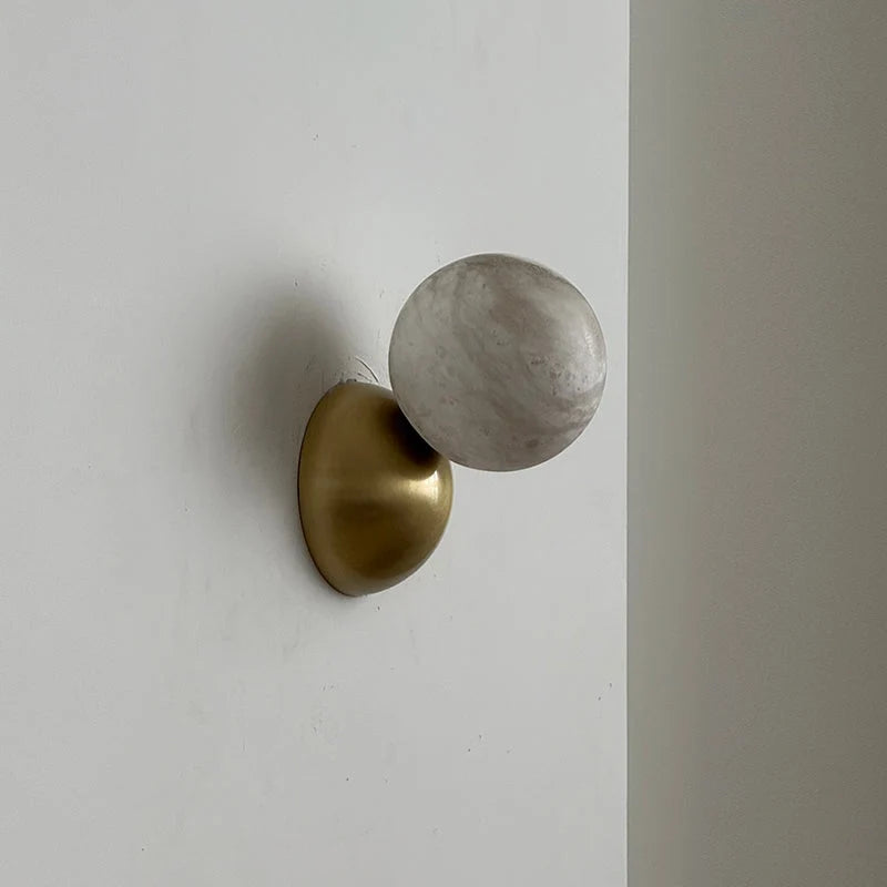 Wall Sconce | Minimal Eclipse Design, Metal Body & Stone Shade