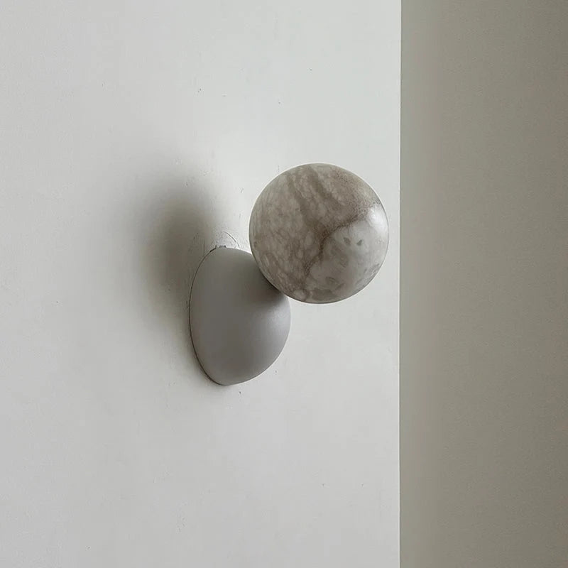 Wall Sconce | Minimal Eclipse Design, Metal Body & Stone Shade