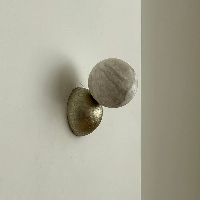 Wall Sconce | Minimal Eclipse Design, Metal Body & Stone Shade