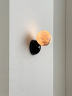 Wall Sconce | Minimal Eclipse Design, Metal Body & Stone Shade