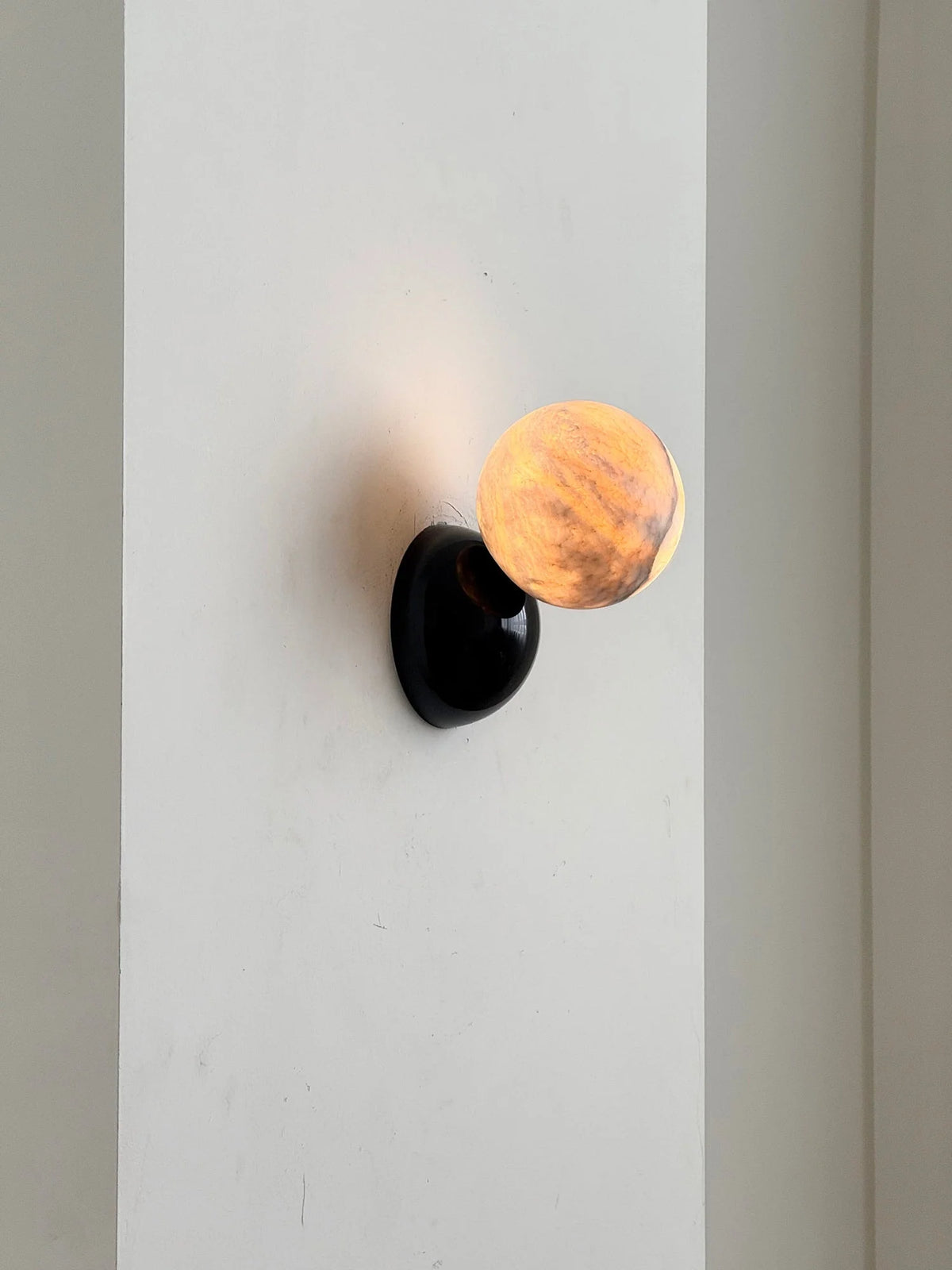 Wall Sconce | Minimal Eclipse Design, Metal Body & Stone Shade