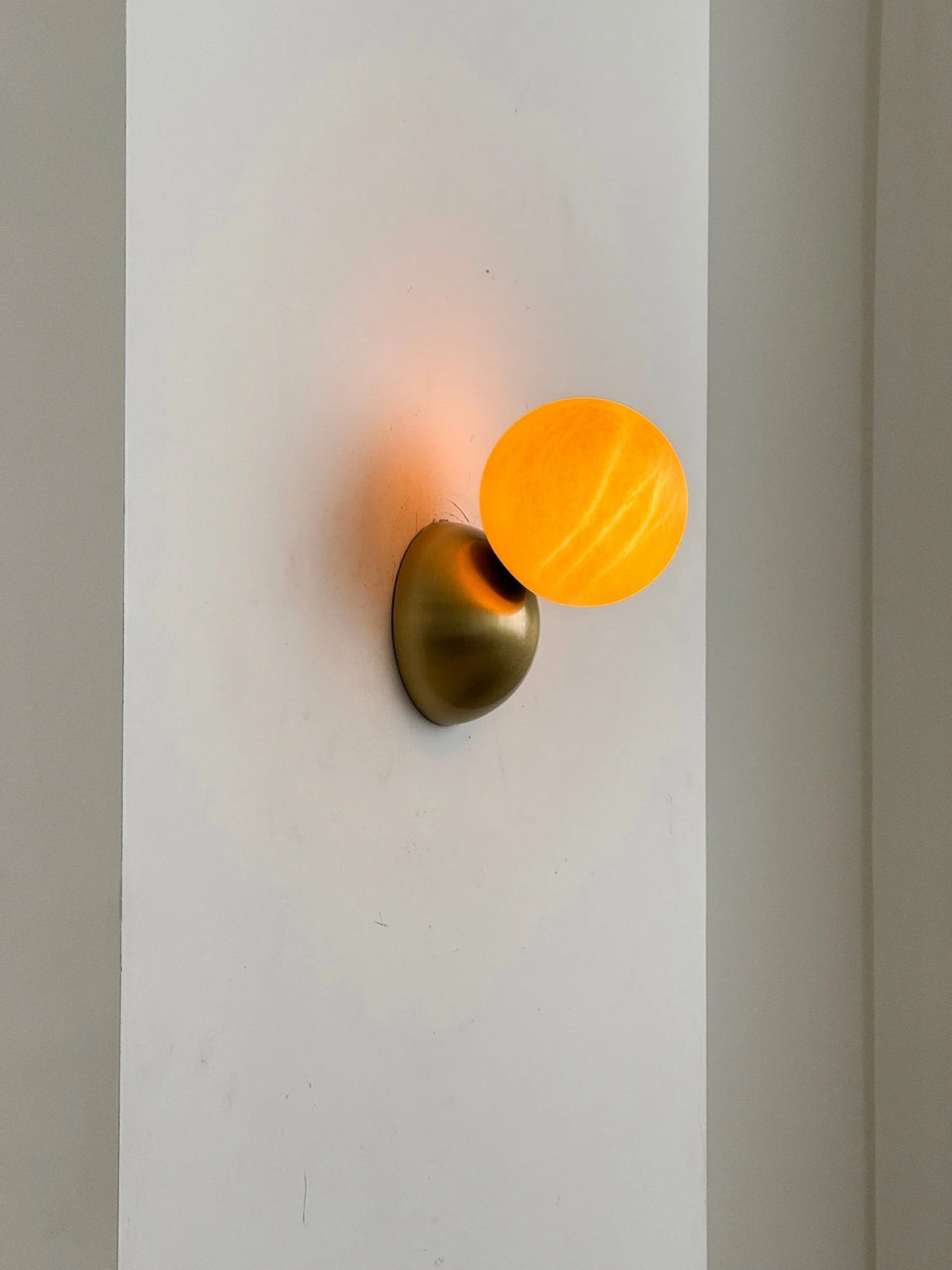 Wall Sconce | Minimal Eclipse Design, Metal Body & Stone Shade