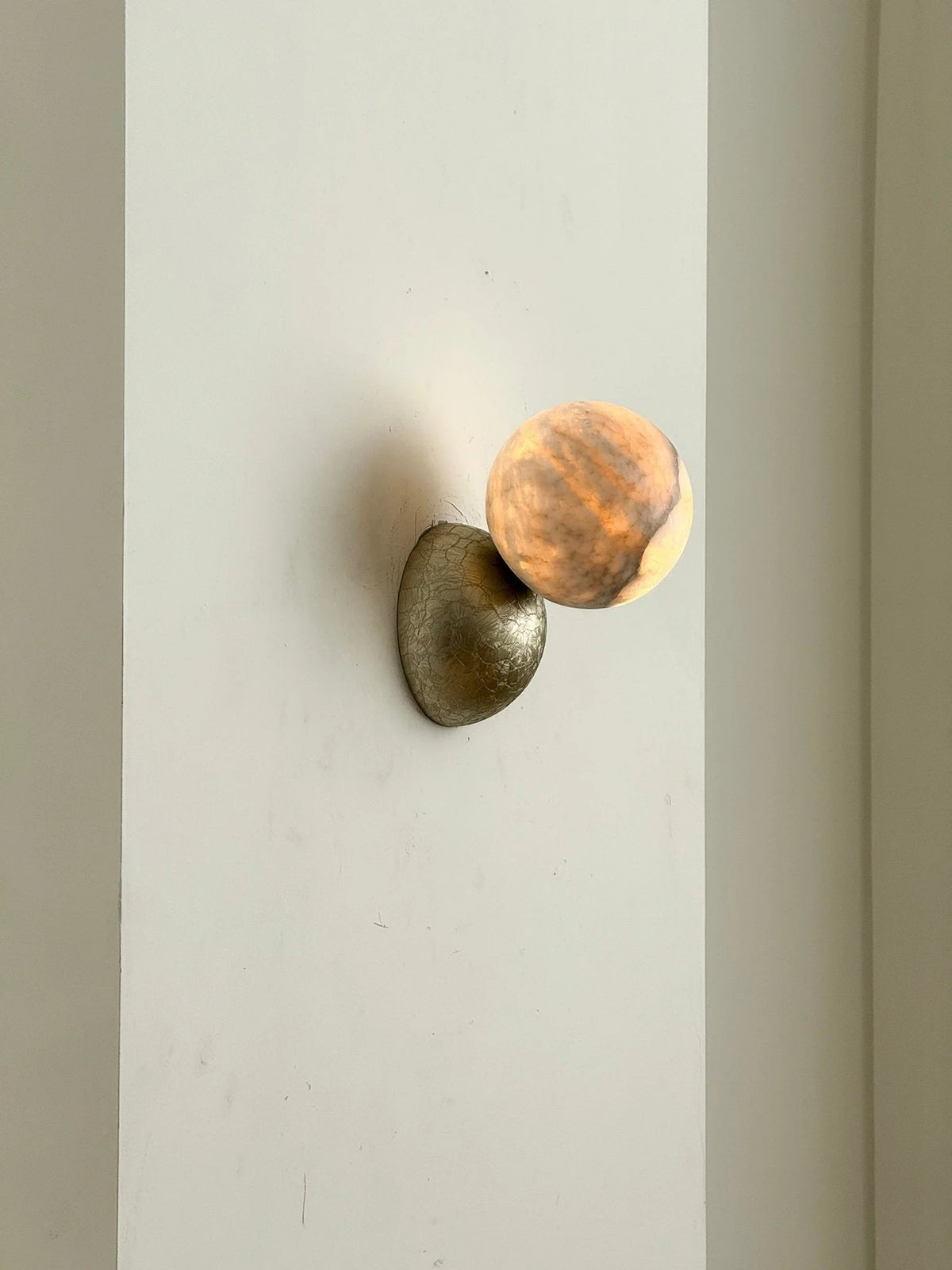 Wall Sconce | Minimal Eclipse Design, Metal Body & Stone Shade