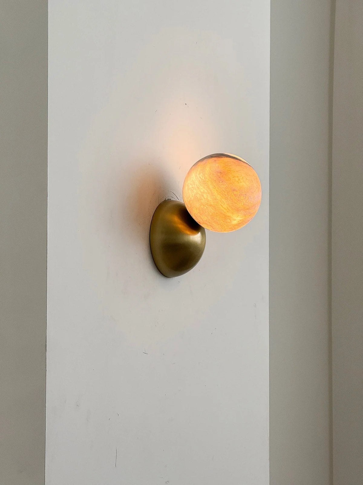 Wall Sconce | Minimal Eclipse Design, Metal Body & Stone Shade