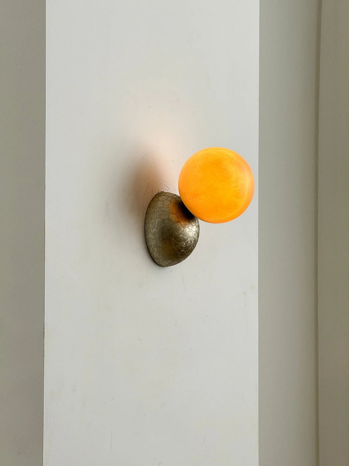 Wall Sconce | Minimal Eclipse Design, Metal Body & Stone Shade
