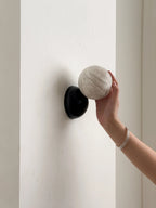 Wall Sconce | Minimal Eclipse Design, Metal Body & Stone Shade