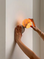 Wall Sconce | Minimal Eclipse Design, Metal Body & Stone Shade