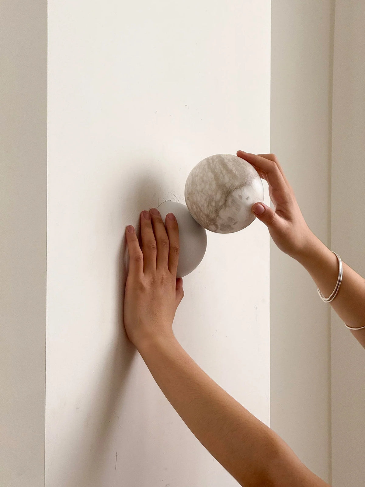 Wall Sconce | Minimal Eclipse Design, Metal Body & Stone Shade