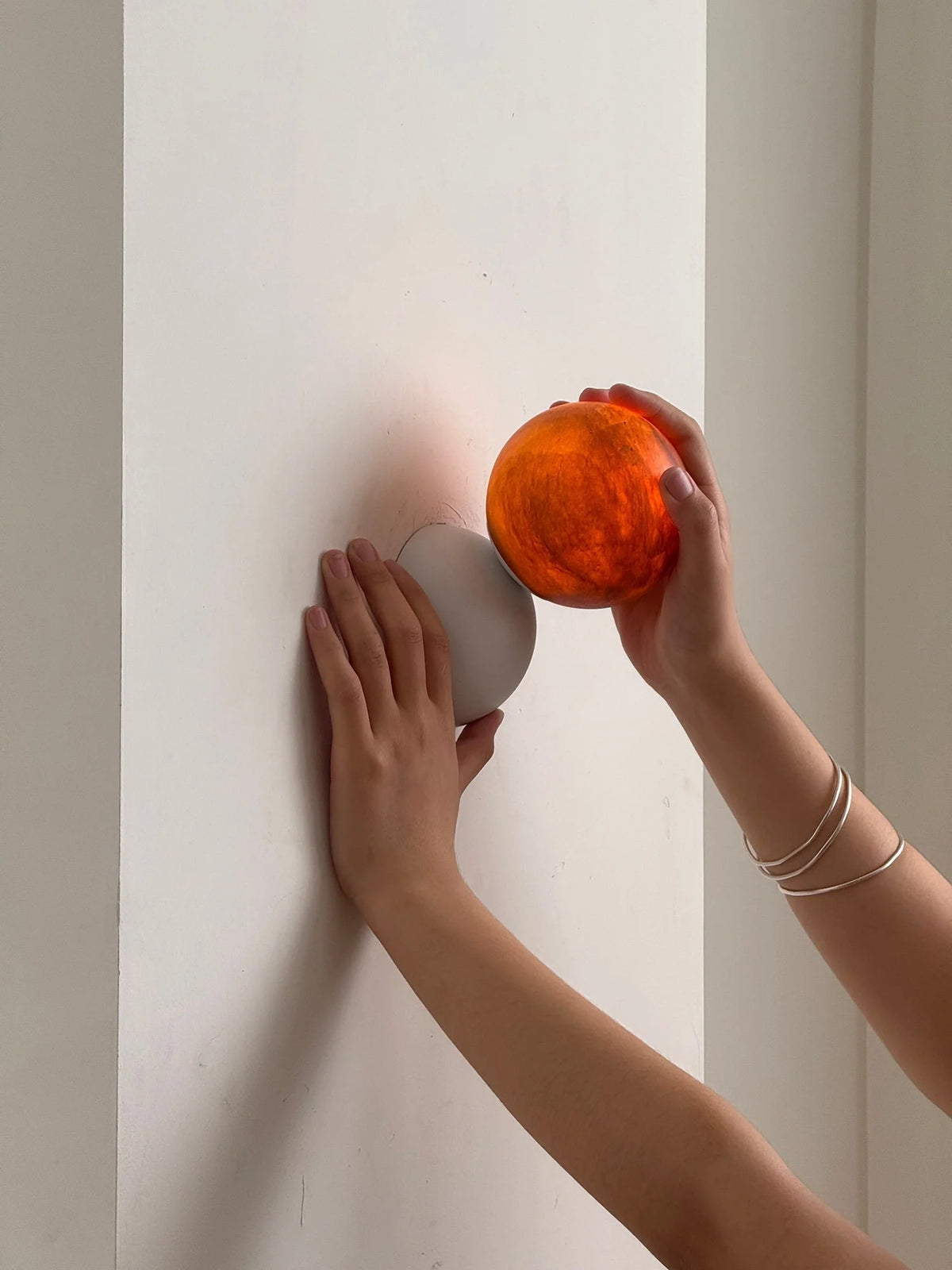 Wall Sconce | Minimal Eclipse Design, Metal Body & Stone Shade
