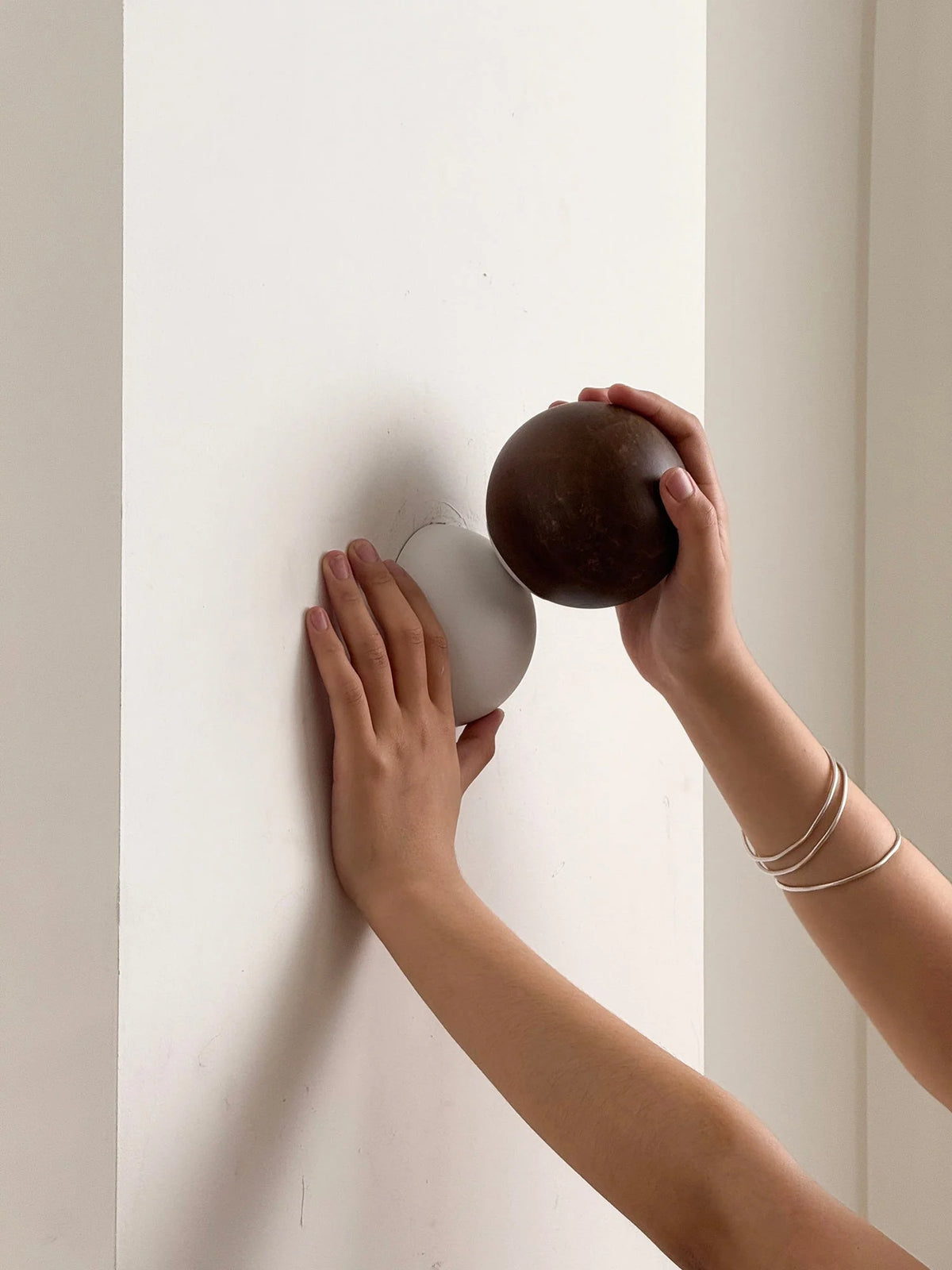 Wall Sconce | Minimal Eclipse Design, Metal Body & Stone Shade