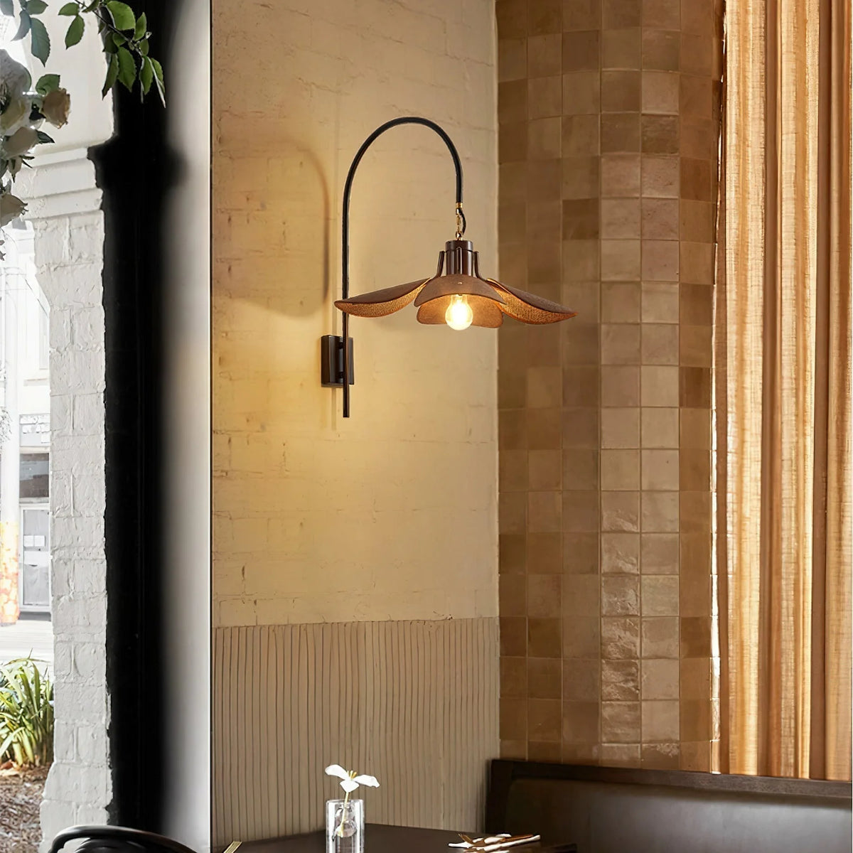 Wall Sconce | Petal Floral Design & Linen Shade