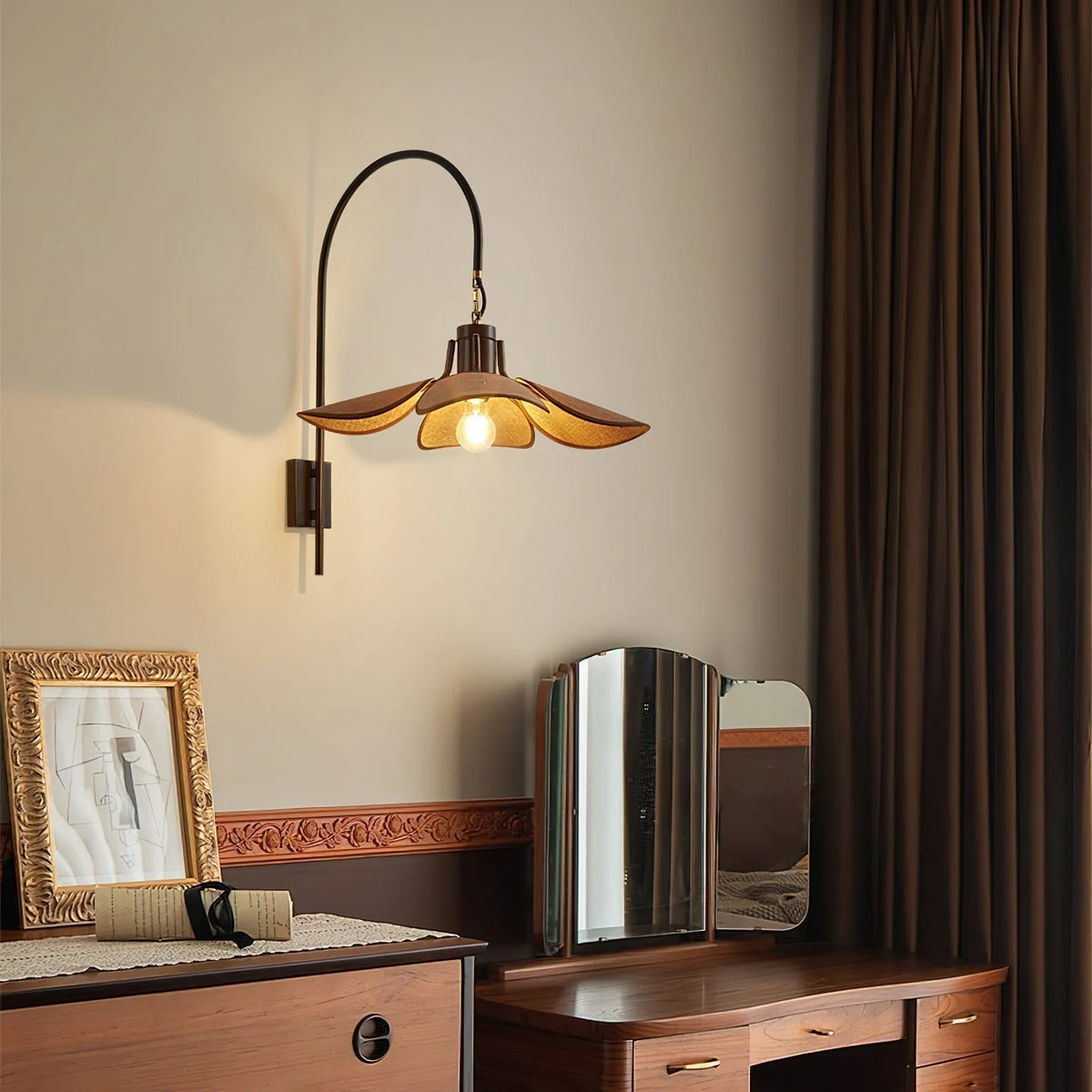 Wall Sconce | Petal Floral Design & Linen Shade