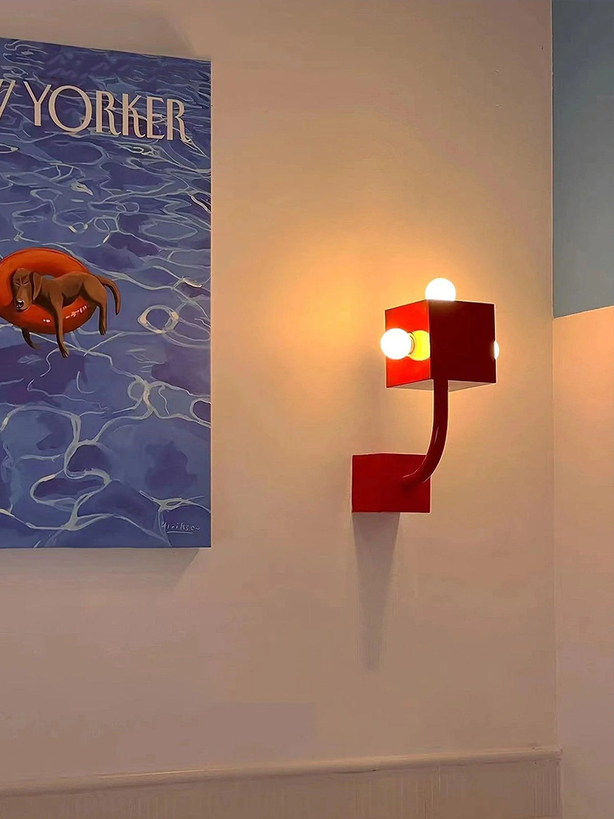 Wall Sconce | Red Metal Cube | E26/E27 Compatible
