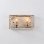 Wall Sconce | Rustic Cube Wood & Metal Arm | Antique White Finish