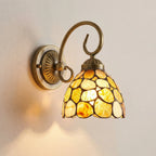 Wall Sconce | Stained Glass Shade & Warm Light | Hardwired