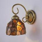 Wall Sconce | Stained Glass Shade & Warm Light | Hardwired