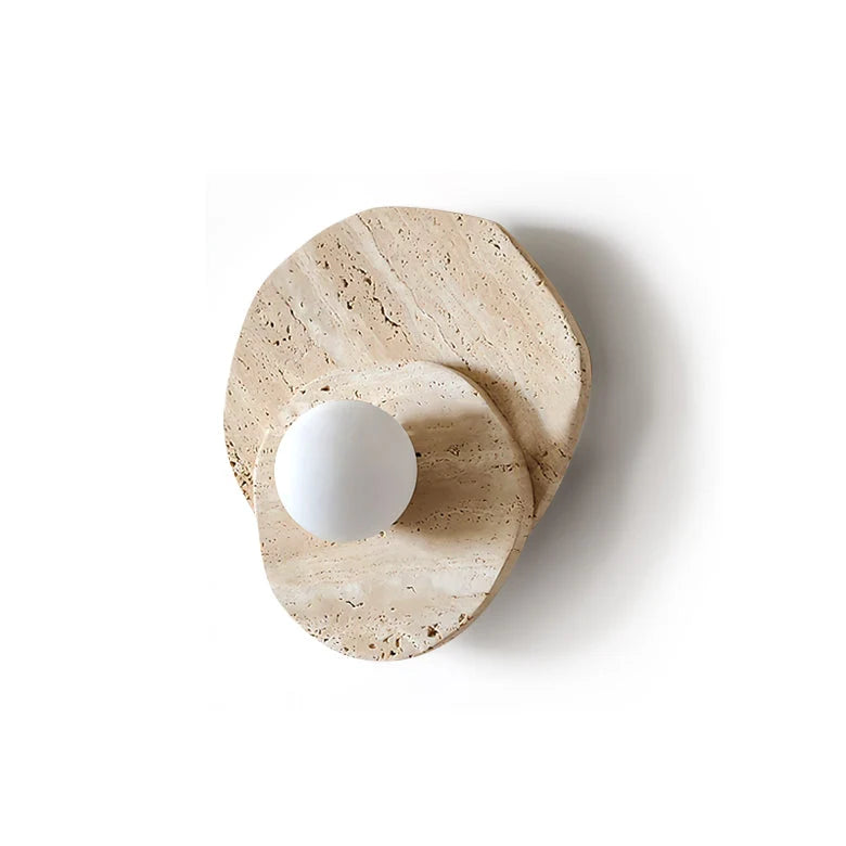 Wall Sconce | Stone Body & Glass Shade | 25 x 15 x 28 cm