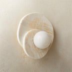 Wall Sconce | Stone Body & Glass Shade | 25 x 15 x 28 cm