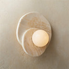 Wall Sconce | Stone Body & Glass Shade | 25 x 15 x 28 cm