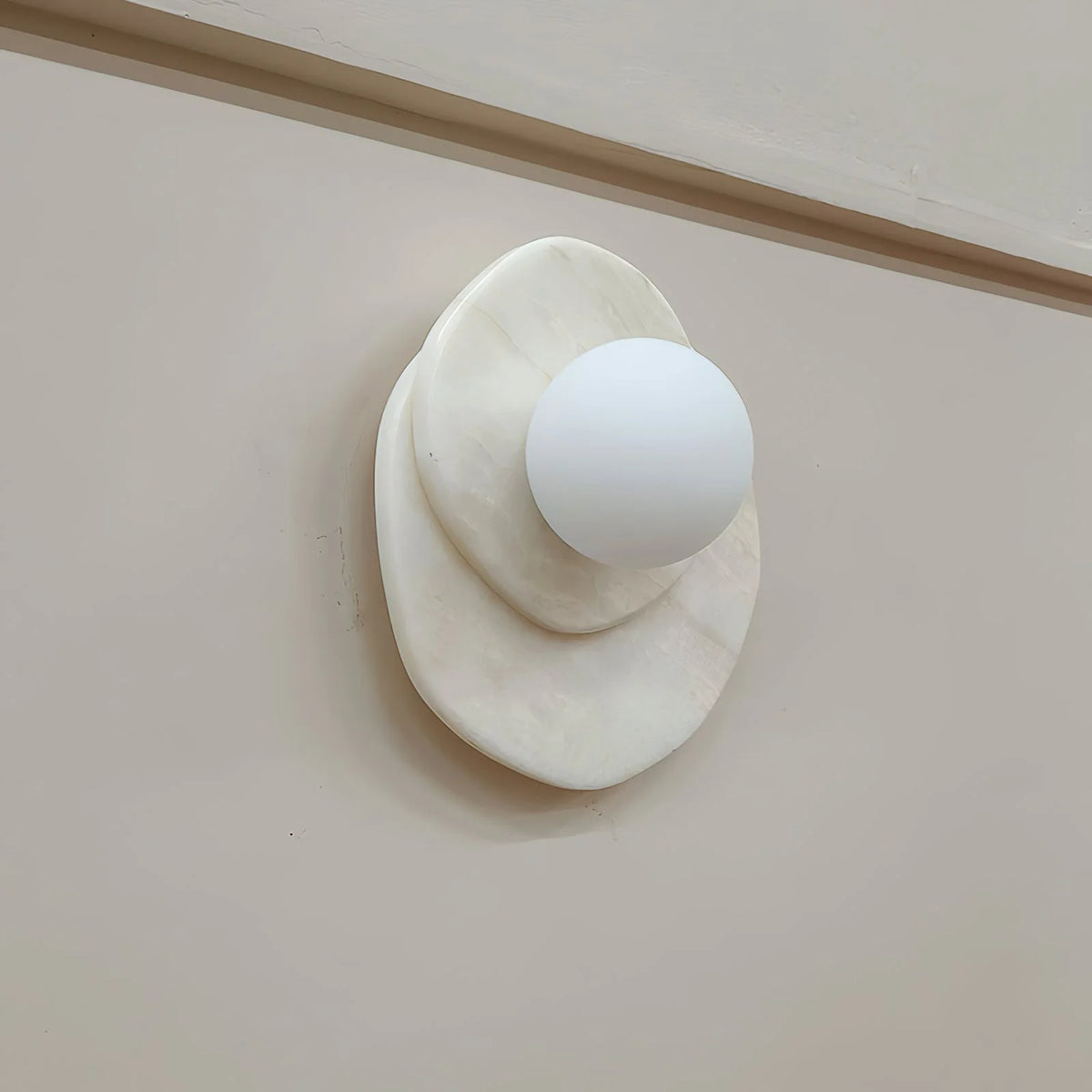 Wall Sconce | Stone Body & Glass Shade | 25 x 15 x 28 cm