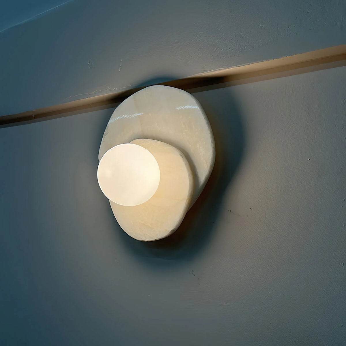 Wall Sconce | Stone Body & Glass Shade | 25 x 15 x 28 cm