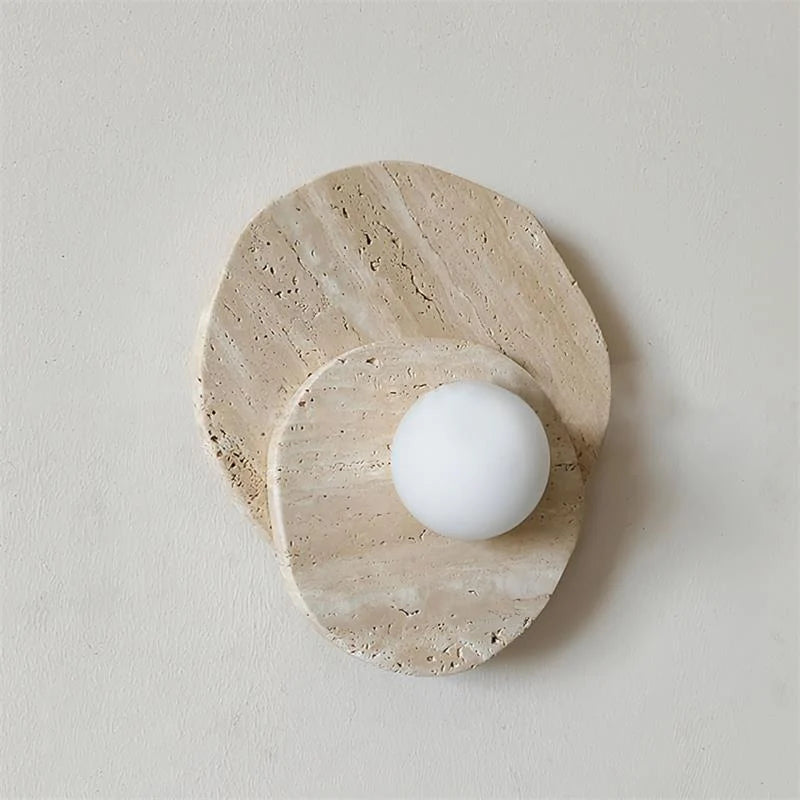 Wall Sconce | Stone Body & Glass Shade | 25 x 15 x 28 cm