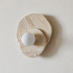 Wall Sconce | Stone Body & Glass Shade | 25 x 15 x 28 cm