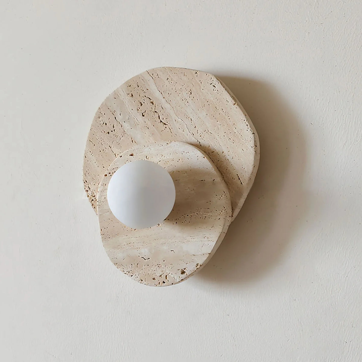 Wall Sconce | Stone Body & Glass Shade | 25 x 15 x 28 cm
