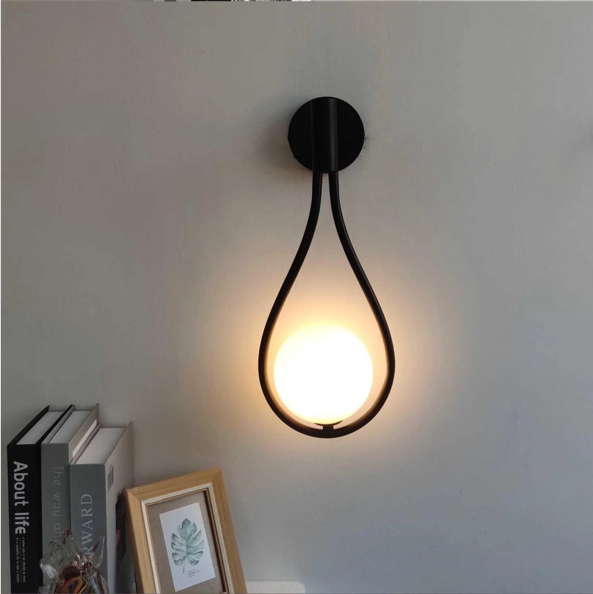Wall Sconce | Teardrop Metal Frame & Frosted Glass | LED Warm White