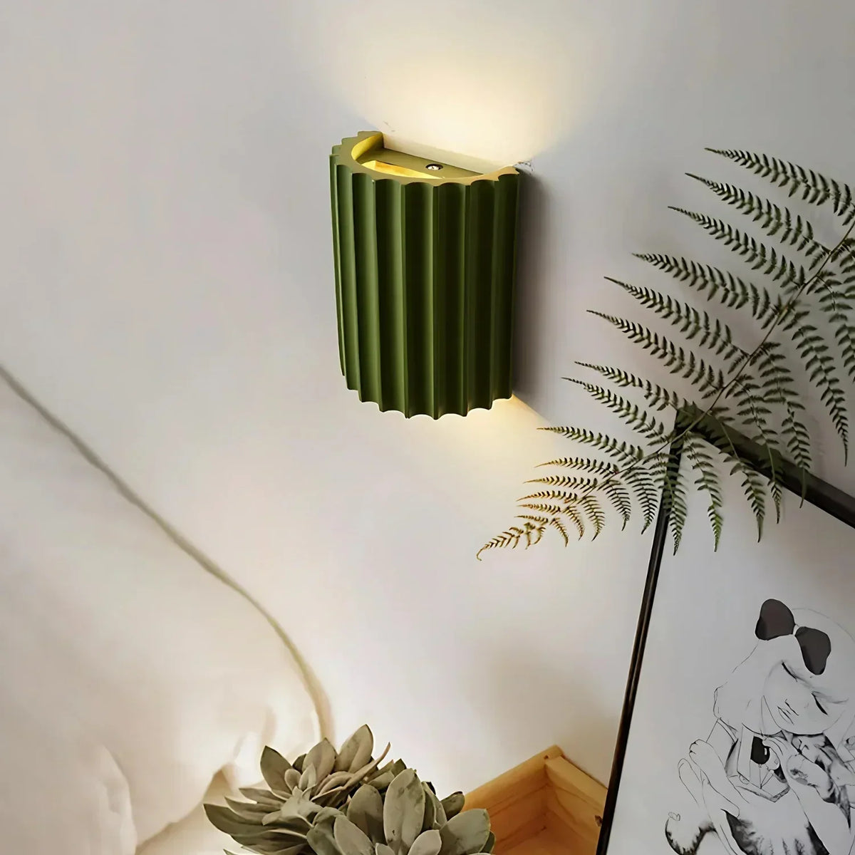 Wall Sconce | Textured Resin Shade | Warm Diffused Light