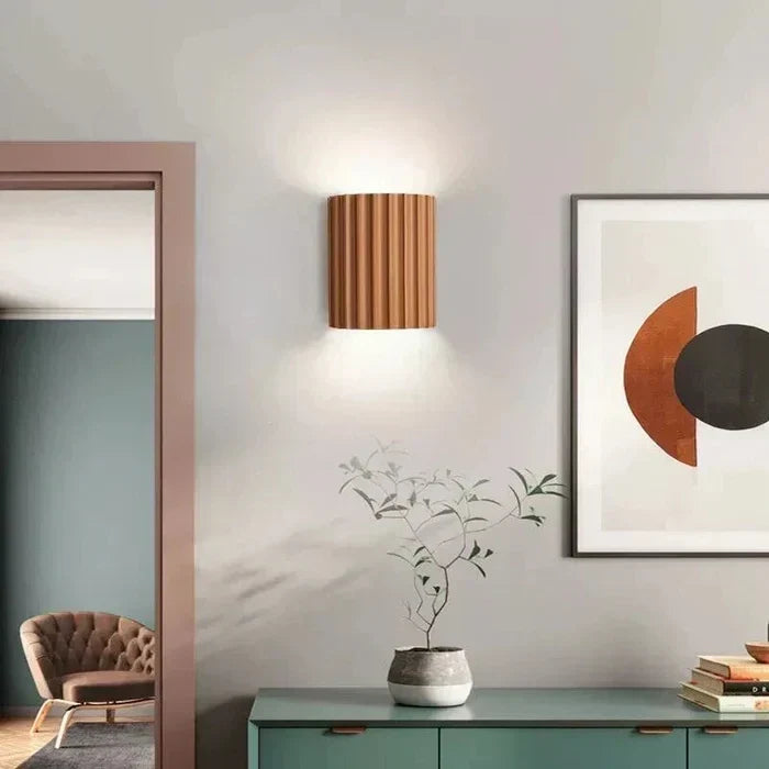 Wall Sconce | Textured Resin Shade | Warm Diffused Light