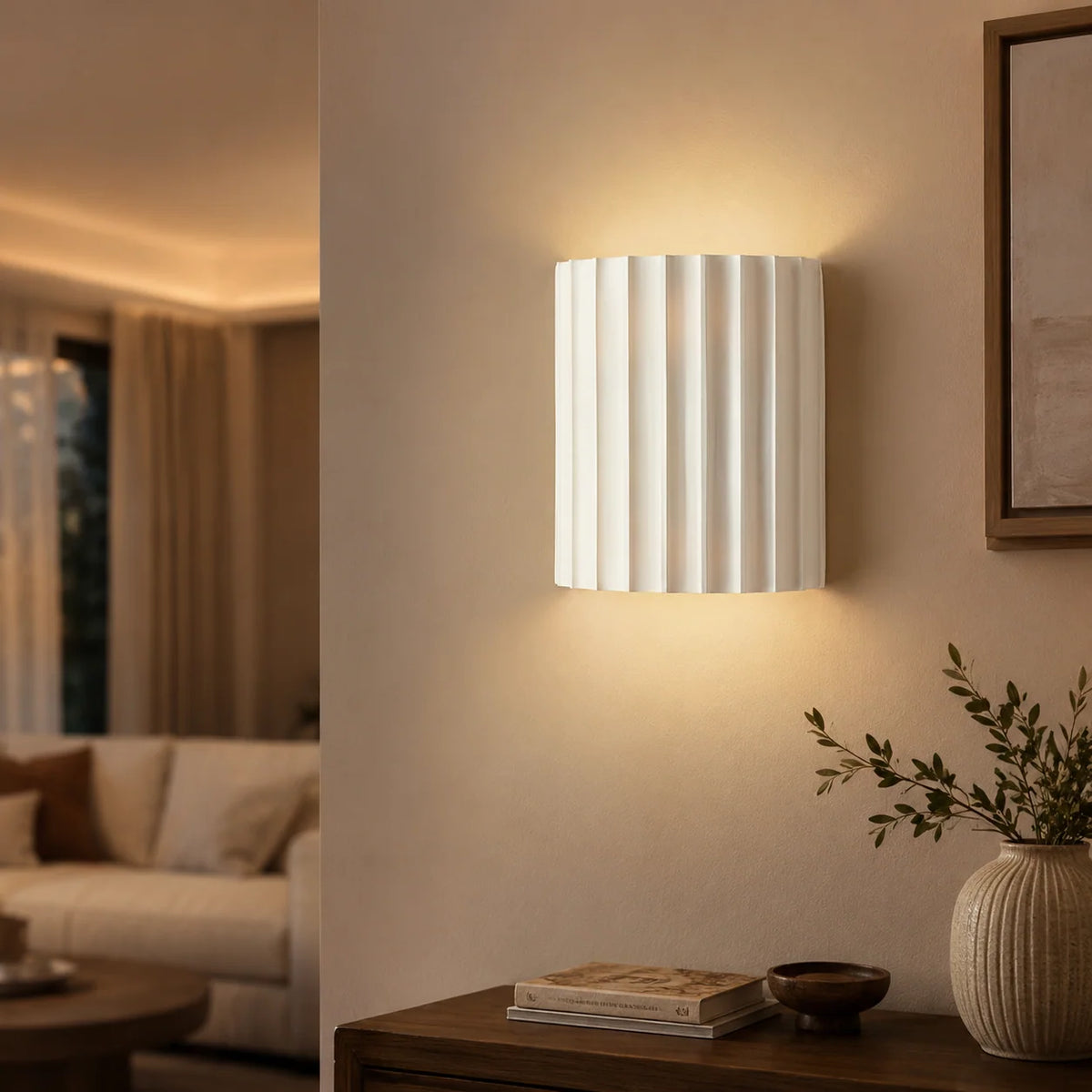 Wall Sconce | Textured Resin Shade | Warm Diffused Light