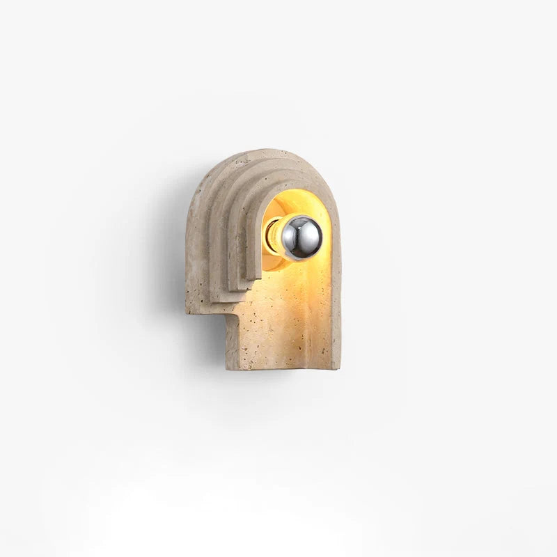 Wall Sconce | Travertine Body & E26/E27 Socket | 15 cm Diameter