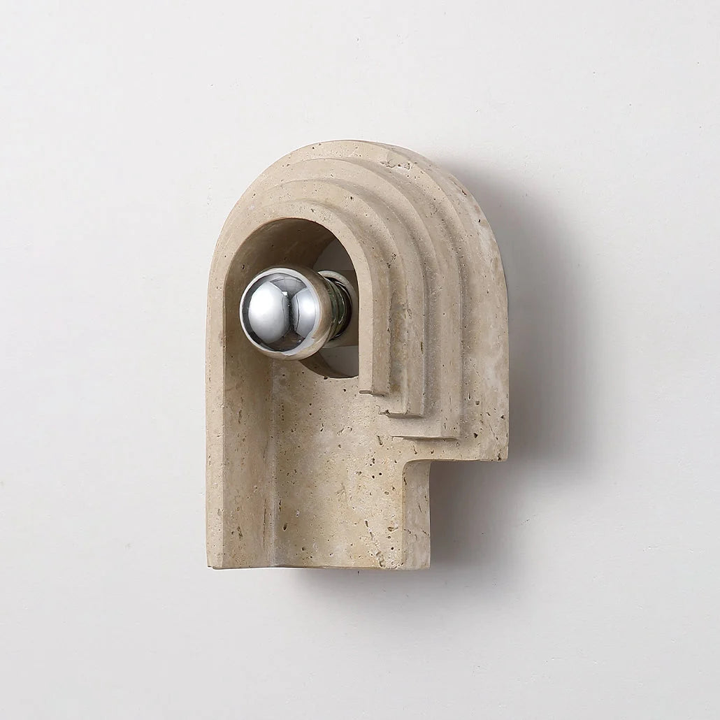 Wall Sconce | Travertine Body & E26/E27 Socket | 15 cm Diameter