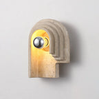 Wall Sconce | Travertine Body & E26/E27 Socket | 15 cm Diameter