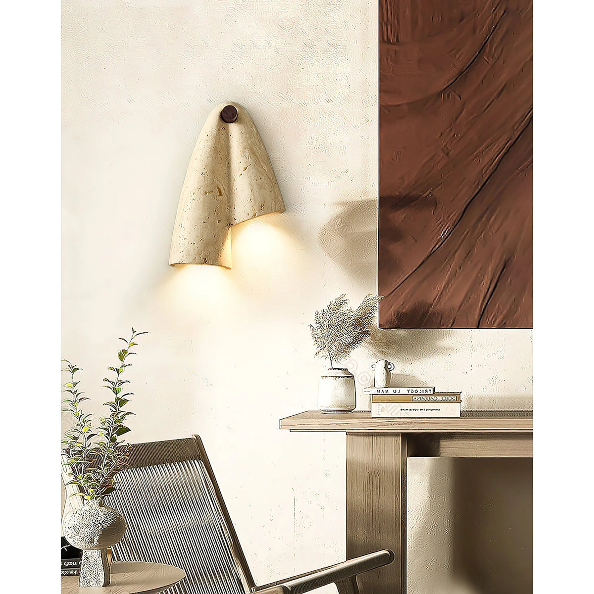 Wall Sconce | Travertine Body & G9 Socket | 27 cm Height