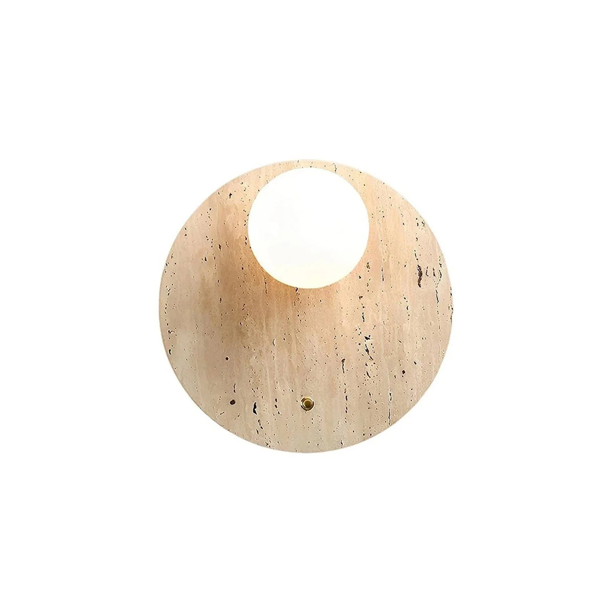 Wall Sconce | Travertine Body & Glass Shade | D 30 x H 30 cm